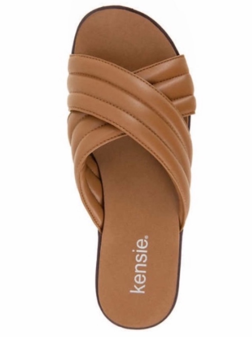 Nwt Kensie Ladies Cross Band Sandal Tan Casual Summer Comfy Streetwear